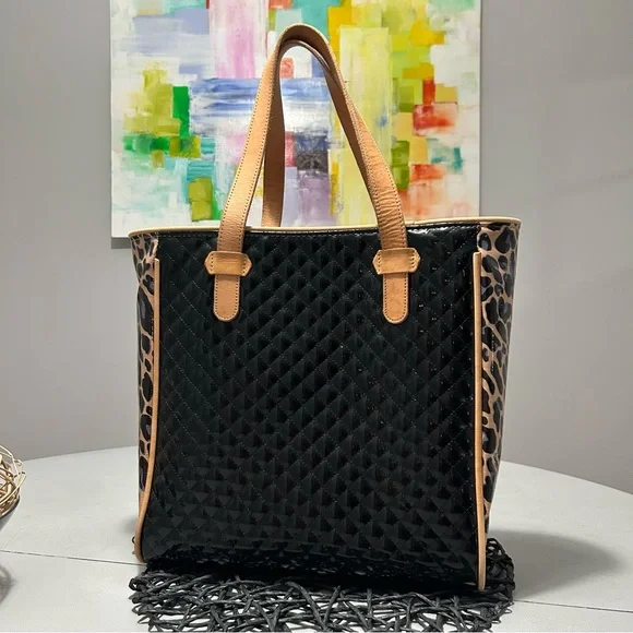 Consuela Black and Tan Floral Tote - Picture 6 of 16